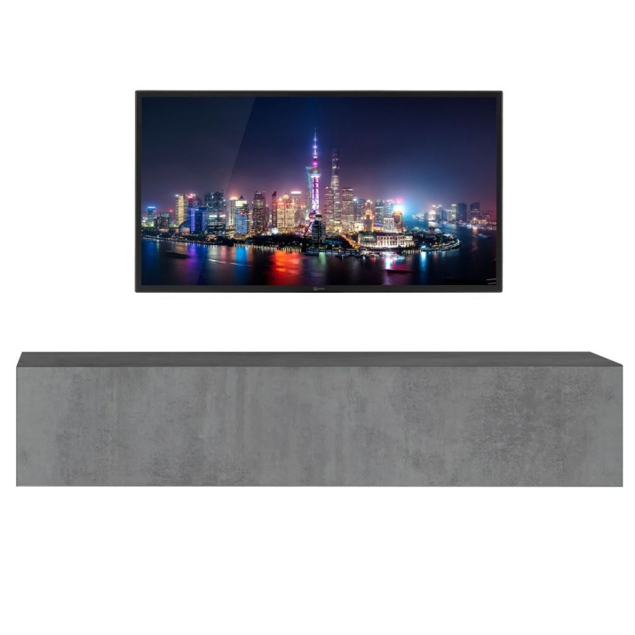 Zwevend Tv-meubel Tesla 138 cm breed grijs beton afbeelding 1