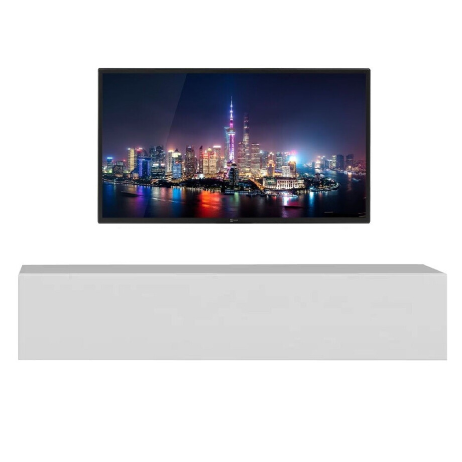 Zwevend Tv-meubel Tesla 138 cm breed hoogglans wit Zwevend Tv-meubel Tesla 138 cm breed hoogglans wit afbeelding 1