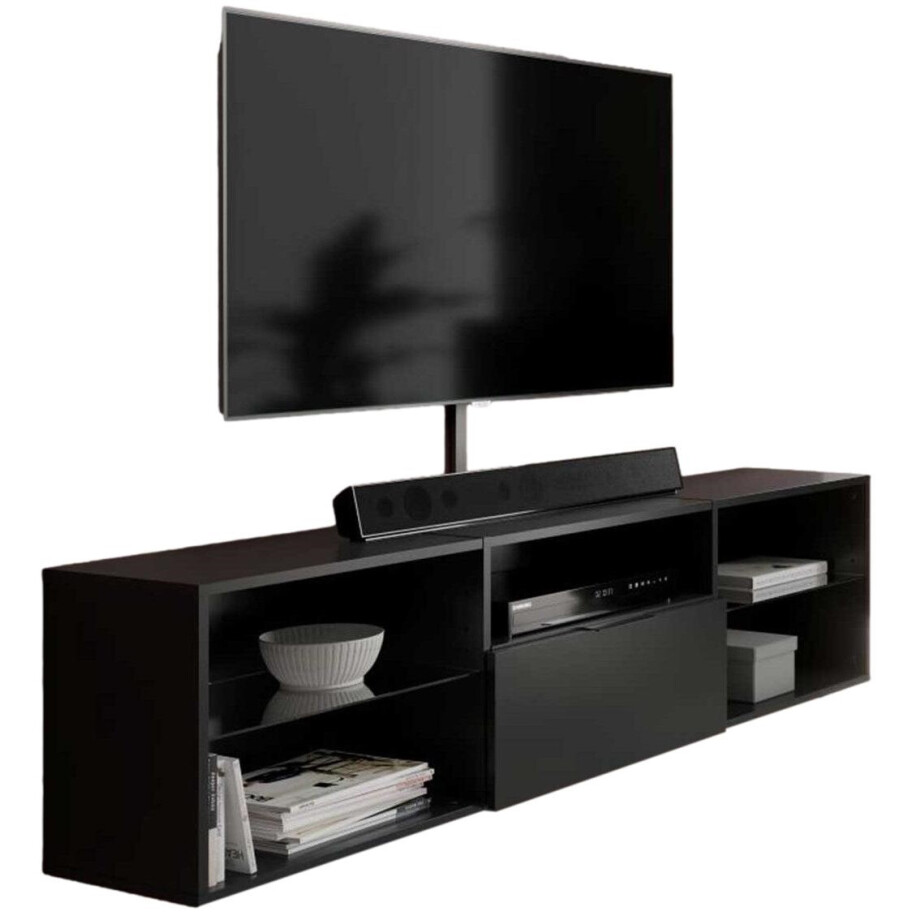Zwevend tv-meubel dark mat zwart Zwevend tv-meubel dark mat zwart afbeelding 1
