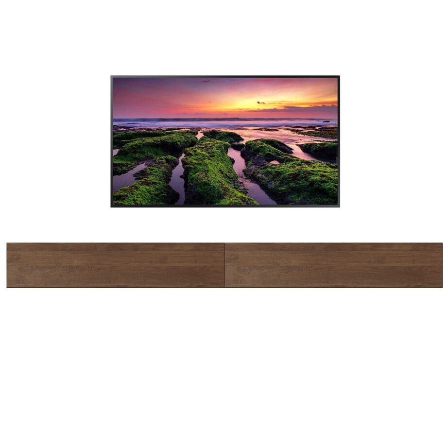 Zwevend Tv-meubel Tesla 276 cm breed walnoot Zwevend Tv-meubel Tesla 276 cm breed walnoot afbeelding 1