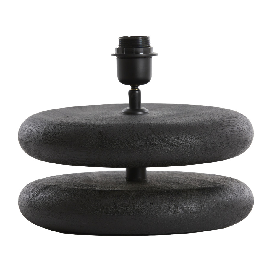 Light & Living Tafellamp 'Eboli' Mangohout, Ø25cm, kleur Mat Zwart (excl. kap) afbeelding 1