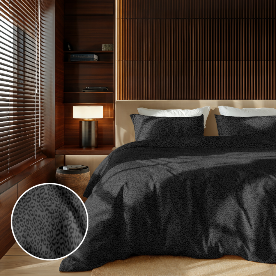 Dekbedovertrek Embossed Panther Effen 200x200 Cm Zwart Zydante - Dekbed-Discounter.nl afbeelding 1