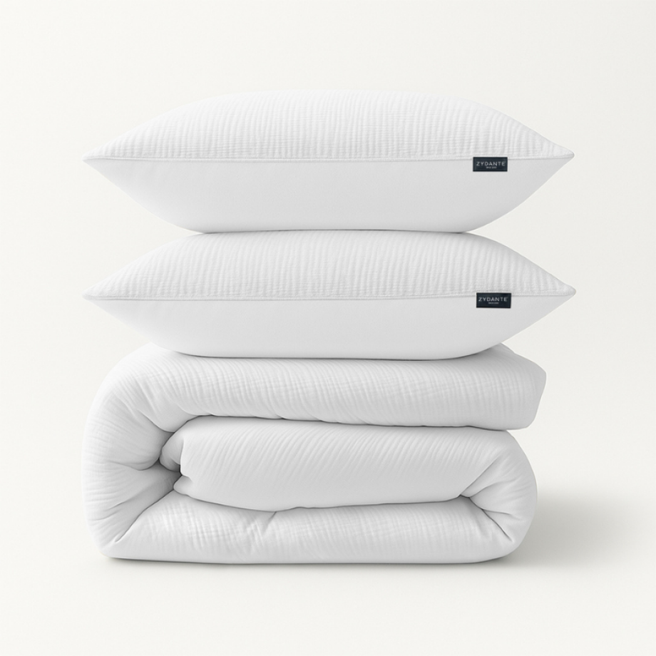 Dekbedovertrek Mousseline - Lits-Jumeaux (240x220 Cm) - Wit Microvezel - Effen - Zydante - Dekbed-Discounter.nl afbeelding 1