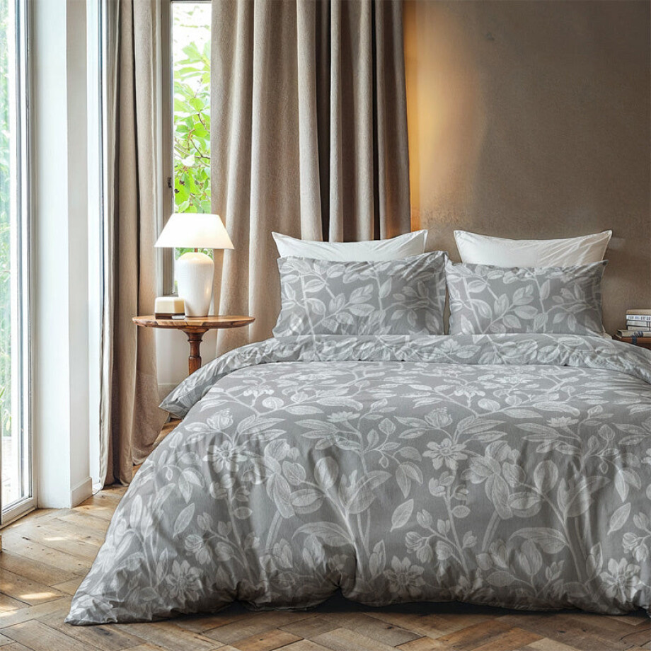 Dekbedovertrek Silver Sense - Eenpersoons (140x200 Cm) - Zilver Microvezel - Bloemen - Zydante - Dekbed-Discounter.nl Dekbedovertrek Silver Sense - Eenpersoons (140x200 Cm) - Zilver Microvezel - Bloemen - Zydante - Dekbed-Discounter.nl afbeelding 1