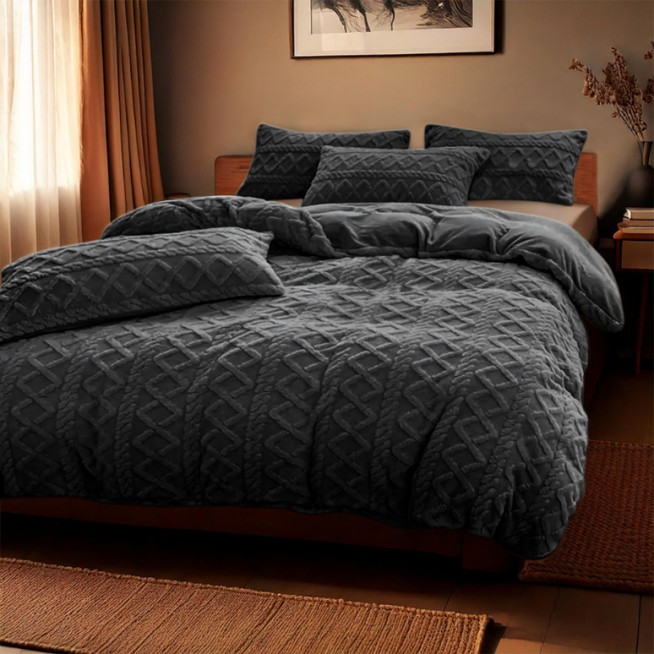 Dekbedovertrek Teddy Jacquard - Antraciet - Eenpersoons (140x200 Cm) - Antraciet Microvezel Teddy - Patroon - Zydante - Dekbed-Discounter.nl Dekbedovertrek Teddy Jacquard - Antraciet - Eenpersoons (140x200 Cm) - Antraciet Microvezel Teddy - Patroon - Zydante - Dekbed-Discounter.nl afbeelding 1