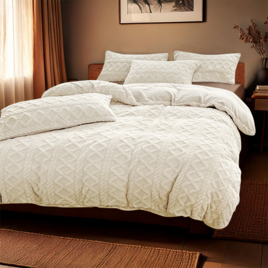 Dekbedovertrek Teddy Jacquard - Wit - Eenpersoons (140x200 Cm) - Wit Microvezel Teddy - Patroon - Zydante - Dekbed-Discounter.nl Dekbedovertrek Teddy Jacquard - Wit - Eenpersoons (140x200 Cm) - Wit Microvezel Teddy - Patroon - Zydante - Dekbed-Discounter.nl afbeelding 1