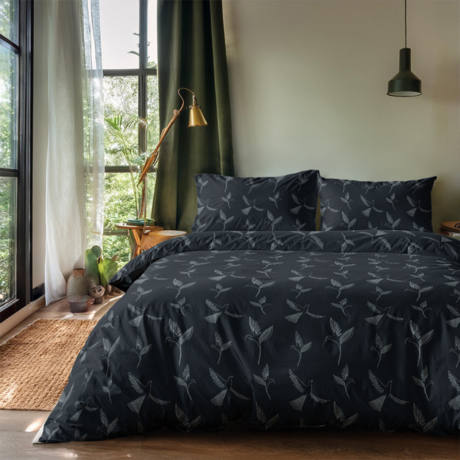 Dekbedovertrek White Birds - Tweepersoons (200x200 Cm) - Blauw Microvezel - Natuur - Zydante - Dekbed-Discounter.nl Dekbedovertrek White Birds - Tweepersoons (200x200 Cm) - Blauw Microvezel - Natuur - Zydante - Dekbed-Discounter.nl afbeelding 1