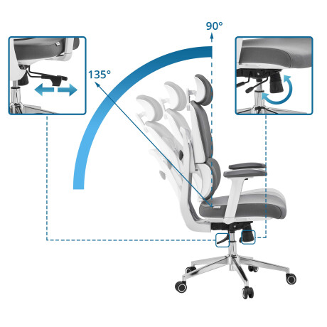 Ergomy WF 2 - Professionele bureaustoel Grijs afbeelding2 - 1