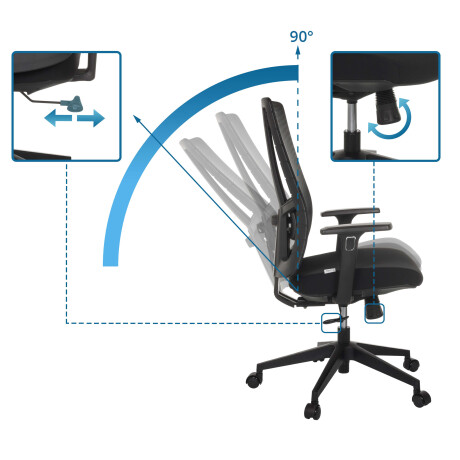 TRAMORE BASE - Professionele bureaustoel Zwart afbeelding2 - 1