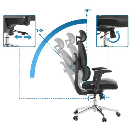 Ergomy F 2 - Professionele bureaustoel Zwart afbeelding2 - 1