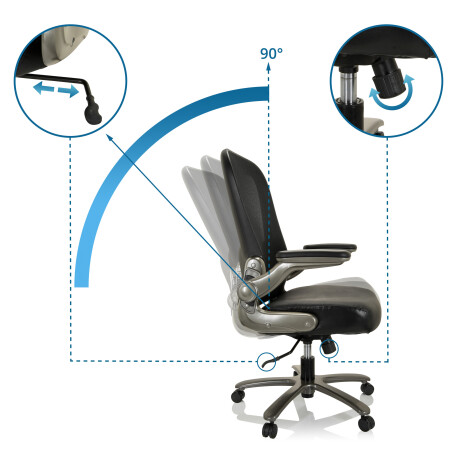 INSTRUCTOR XXL T I Leder / netstof - XXL bureaustoel Zwart afbeelding2 - 1