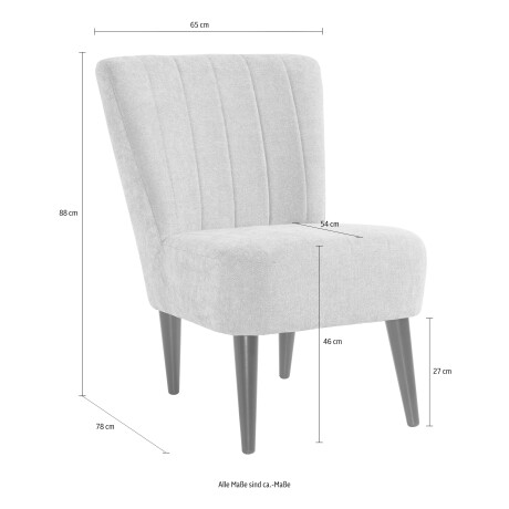 ATLANTIC home collection Cocktailfauteuil JAN met golfvering, massief houten poten afbeelding2 - 1