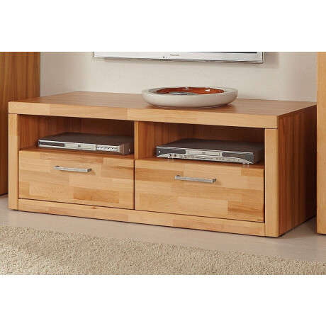 Home affaire Tv-meubel Logo, 130cm breed, 42 cm diep, fronten massief hout, kabeldoorvoer afbeelding2 - 1