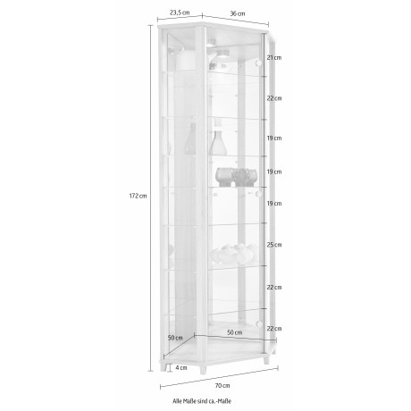 fif möbel Vitrinekast TRIO Hoekvitrine/Glasvitrine 1x Glazen deur, perfect voor verzamelaars, verzamelvitrine afbeelding2 - 1