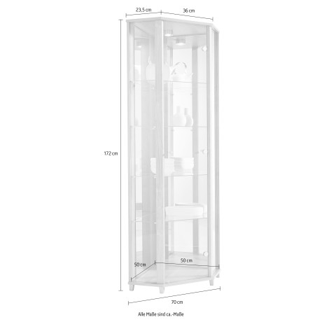 fif möbel Vitrinekast TRIO Hoekvitrine/Glasvitrine 1x Glazen deur, perfect voor verzamelaars, verzamelvitrine afbeelding2 - 1