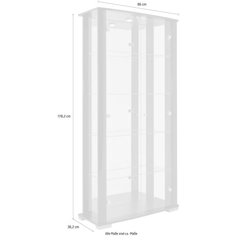 fif möbel Vitrinekast Stella Staande vitrine/glasvitrine met 2 glazen deuren, perfect voor verzamelaars, verzamelvitrine afbeelding2 - 1