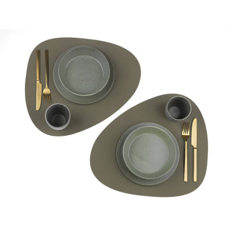 LIND DNA Placemat Nupo - Leer - Army Green - 44 x 37 cm afbeelding2 - 1