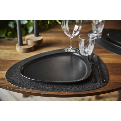 LIND DNA Placemat Hippo - Leer - Black Anthracite - 44 x 37 cm afbeelding2 - 1