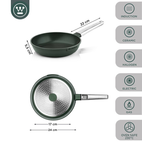 Westinghouse Koekenpan Performance Gracious Green - ø 24 cm - Standaard anti-aanbaklaag afbeelding2 - 1