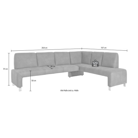 exxpo - sofa fashion Hoekbank Intenso, modern, keuze uit leer of textiel, 264/197 cm (B/D) hoge bodemvrijheid, vrij in de ruimte te plaatsen, hoog zitcomfort afbeelding2 - 1