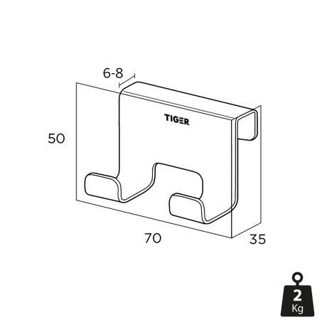 Tiger handdoekhaak Caddy voor douchecabine 6-8 mm RVS geborsteld afbeelding2 - 1