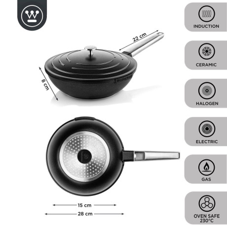 Westinghouse Wokpan Performance - Blissful Black - ø 28 cm - standaard anti-aanbaklaag afbeelding2 - 1