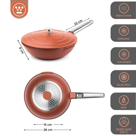 Westinghouse Wokpan Performance - Rebel Red - ø 28 cm - standaard anti-aanbaklaag afbeelding2 - 1