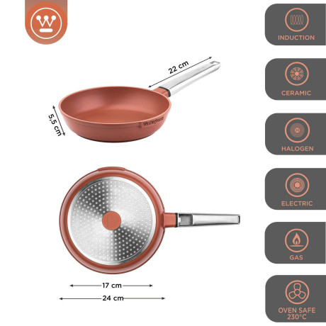 Westinghouse Koekenpan Performance - Rebel Red - ø 24 cm - standaard anti-aanbaklaag afbeelding2 - 1