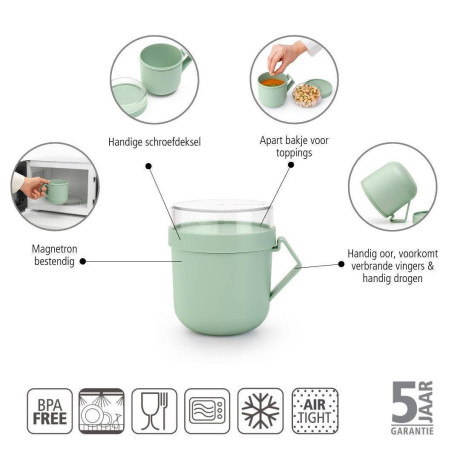 Brabantia Make & Take Make & Take soepbeker - 0,6 l - Kunststof - Jade Green afbeelding2 - 1