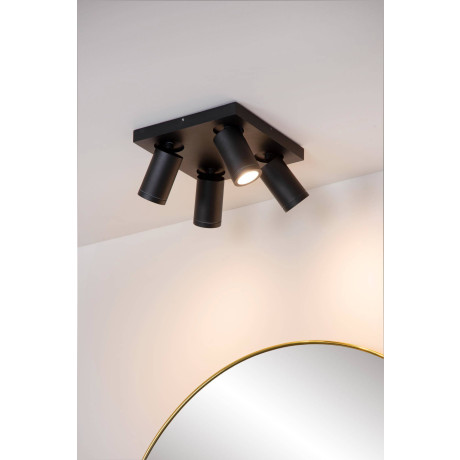 Lucide TAYLOR - Plafondspot Badkamer - LED Dim to warm - GU10 - 4x5W 2200K/3000K - IP44 - Zwart afbeelding2 - 1