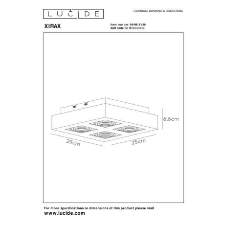 Lucide XIRAX - Plafondspot - LED Dim to warm - GU10 - 4x5W 2200K/3000K - Zwart afbeelding2 - 1