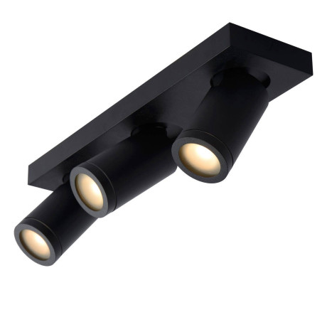 Lucide TAYLOR - Plafondspot Badkamer - LED Dim to warm - GU10 - 3x5W 2200K/3000K - IP44 - Zwart afbeelding2 - 1