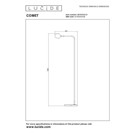 Lucide COMET - Oplaadbare Vloerlamp - Accu/Batterij - LED Dimb. - 1x3W 2700K - 3 StepDim - Wit afbeelding2 - 1