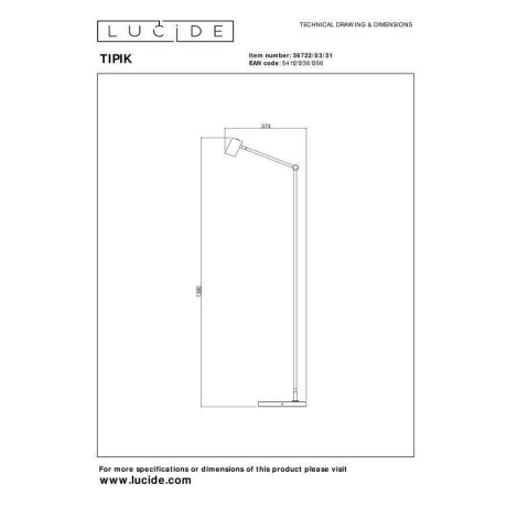 Lucide TIPIK - Oplaadbare Vloerlamp - Accu/Batterij - LED Dimb. - 1x3W 2700K - 3 StepDim - Wit afbeelding2 - 1