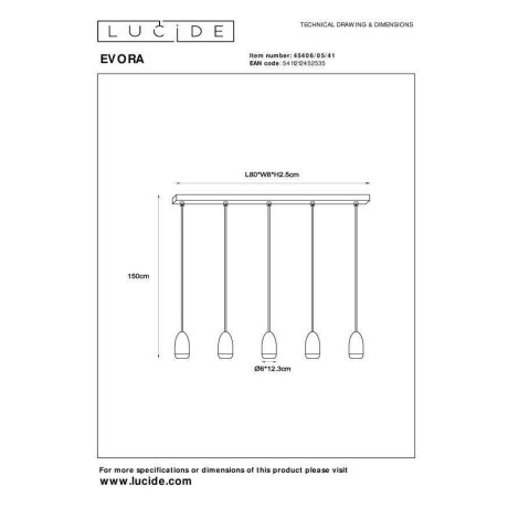 Lucide EVORA - Hanglamp - Ø 10 cm - 5xGU10 - Taupe afbeelding2 - 1