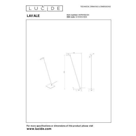 Lucide LAVALE - Leeslamp - LED Dimb. - 1x3W 2700K - Wit afbeelding2 - 1