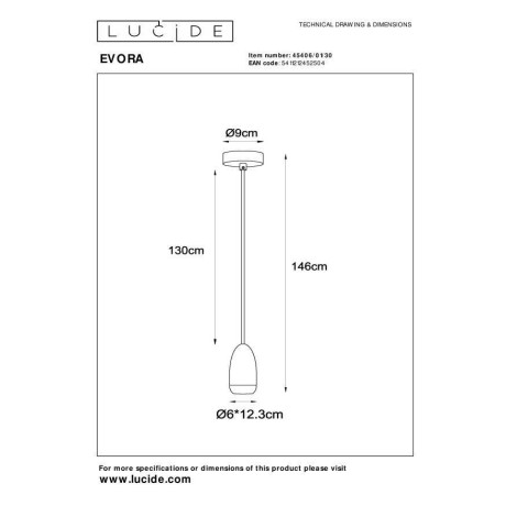 Lucide EVORA - Hanglamp - Ø 10 cm - 1xGU10 - Zwart afbeelding2 - 1