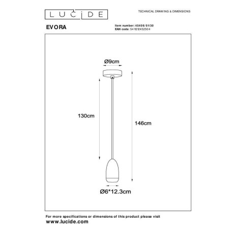 Lucide EVORA - Hanglamp - Ø 10 cm - 1xGU10 - Zwart afbeelding2 - 1