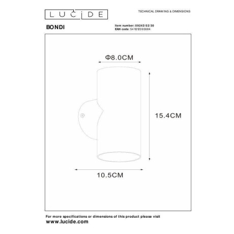 Lucide BONDI - Wandspot / Wandlamp - 2xGU10 - Zwart afbeelding2 - 1