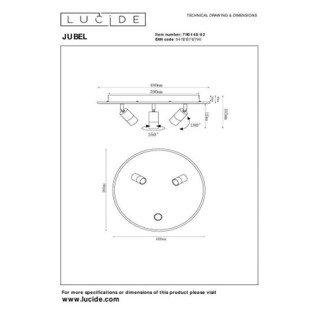 Lucide JUBEL - Plafonnière - Ø 48 cm - LED Dimb. - 2700K - Mat Goud / Messing afbeelding2 - 1