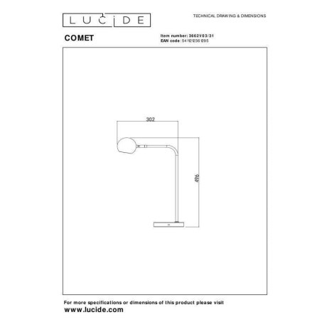 Lucide COMET - Oplaadbare Tafellamp - Accu/Batterij - LED Dimb. - 1x3W 2700K - 3 StepDim - Wit afbeelding2 - 1