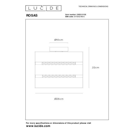 Lucide ROSAS - Plafonnière - Ø 26 cm - 1xE27 - Zwart afbeelding2 - 1