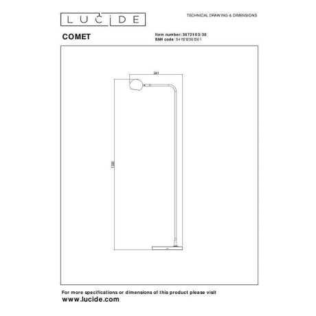 Lucide COMET - Oplaadbare Vloerlamp - Accu/Batterij - LED Dimb. - 1x3W 2700K - 3 StepDim - Zwart afbeelding2 - 1