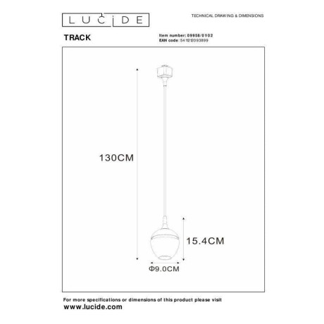 Lucide TRACK PRESTON Hanglamp - 1-fase Railsysteem / Railverlichting - 1xGU10 - Mat Goud / Messing (Uitbreiding) afbeelding2 - 1