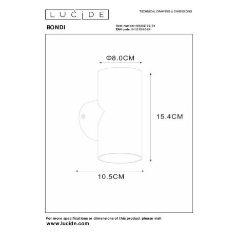 Lucide BONDI - Wandspot / Wandlamp - 2xGU10 - Wit afbeelding2 - 1