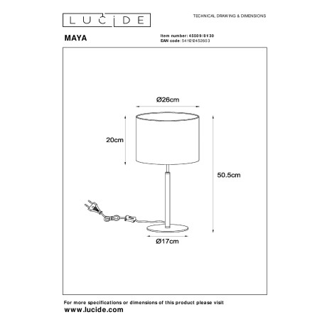 Lucide MAYA - Tafellamp - Ø 26 cm - 1xE27 - Zwart afbeelding2 - 1