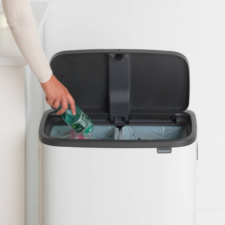 Brabantia Bo Touch Bin afvalemmer 2x30L met kunststof binnenemmer - White afbeelding2 - 1