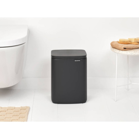 Brabantia Bo afvalemmer 7L met kunststof binnenemmer - Mineral Infinite Grey afbeelding2 - 1