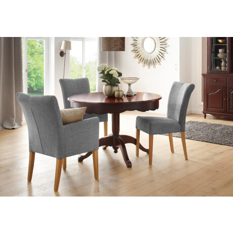 Home affaire Eetkamerstoel Queen Polsterstoel BESTSELLER verschillende type bekleding, massief houten onderstel (set) afbeelding2 - 1
