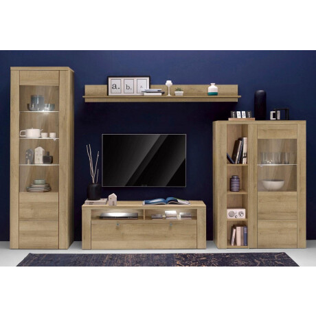 Home affaire Wandmeubel Larona, aanbouwwand, set van 4 delen bestaande uit 1 tv-board, 1 highboard, 1 vitrine, 1 wandplank (set, 4 stuks) afbeelding2 - 1
